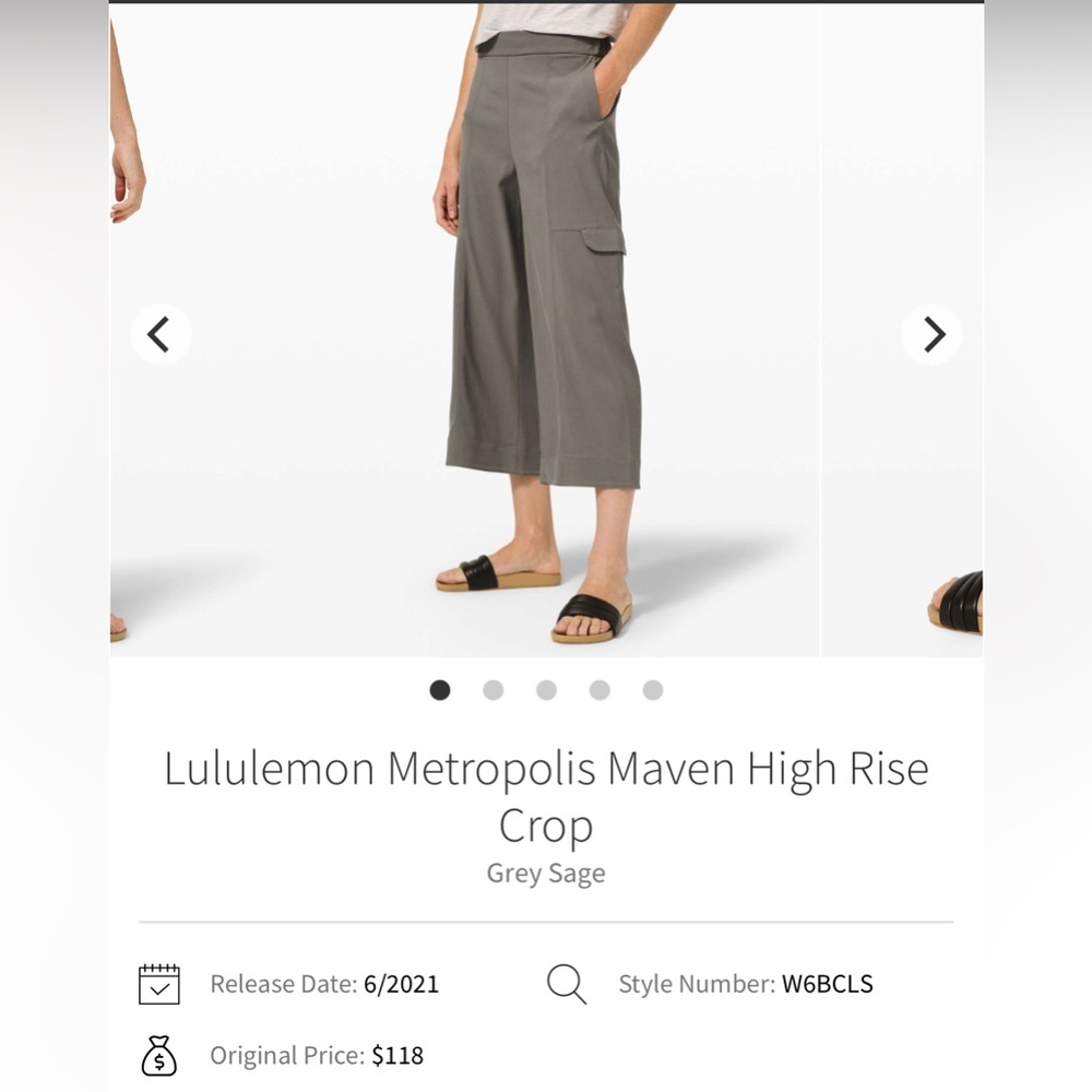 Lululemon Athletica Grey Sage Cargo Crop Pants